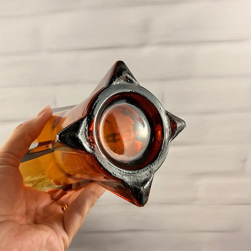 Anchor Hocking Rocket Vase Amber Glass Mid Century Modern 9